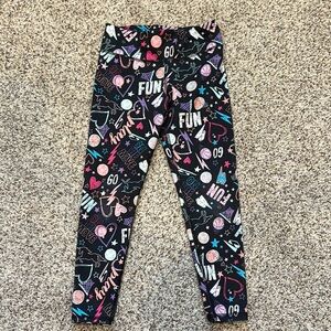 Kids Fun Print Leggings - Black